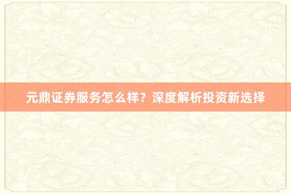 元鼎证券服务怎么样？深度解析投资新选择