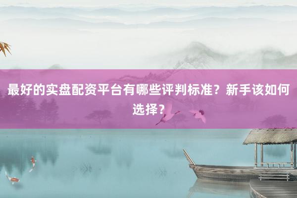 最好的实盘配资平台有哪些评判标准？新手该如何选择？