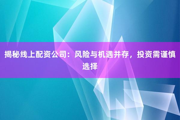 揭秘线上配资公司：风险与机遇并存，投资需谨慎选择