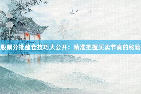 股票分批建仓技巧大公开：精准把握买卖节奏的秘籍