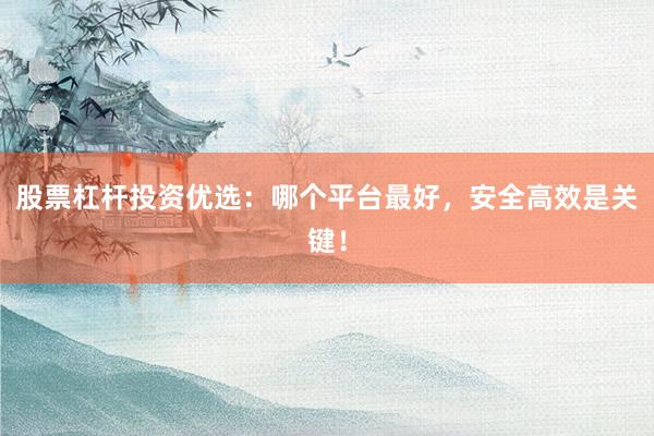 股票杠杆投资优选：哪个平台最好，安全高效是关键！