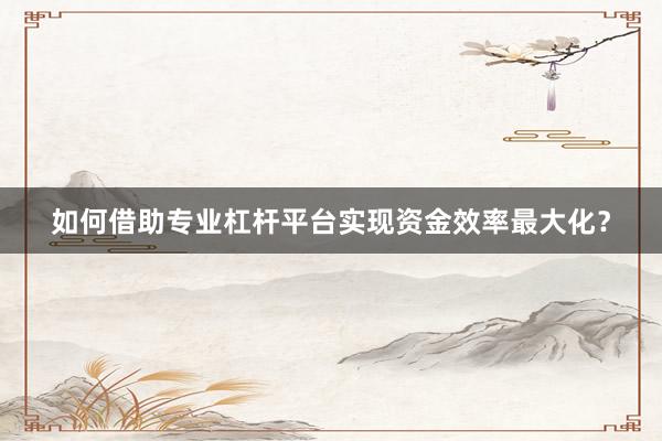 如何借助专业杠杆平台实现资金效率最大化?