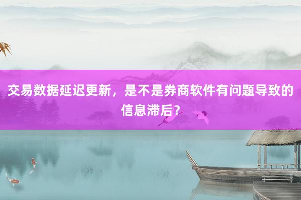 交易数据延迟更新，是不是券商软件有问题导致的信息滞后？
