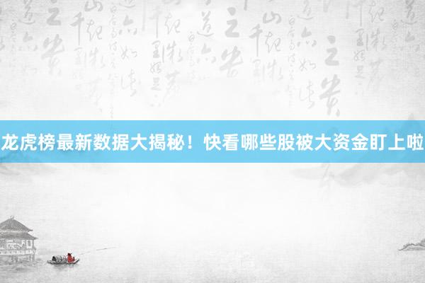 龙虎榜最新数据大揭秘！快看哪些股被大资金盯上啦