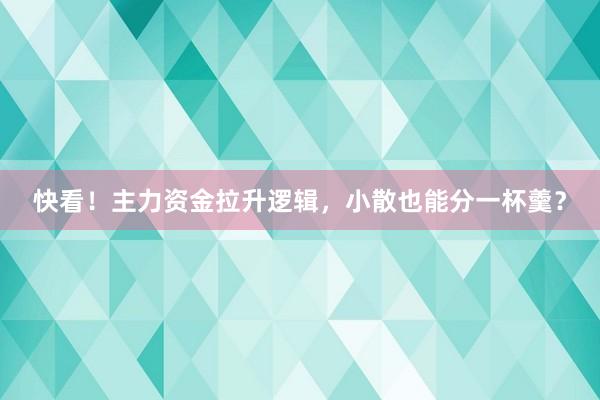 快看！主力资金拉升逻辑，小散也能分一杯羹？