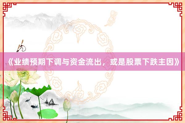 《业绩预期下调与资金流出，或是股票下跌主因》