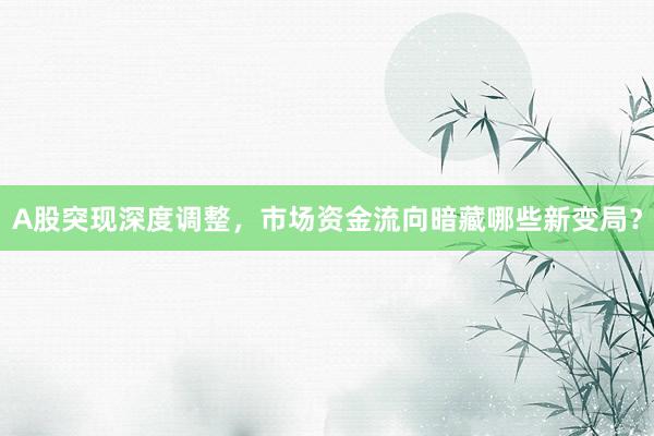 A股突现深度调整，市场资金流向暗藏哪些新变局？