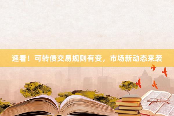 速看！可转债交易规则有变，市场新动态来袭