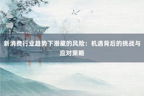 新消费行业趋势下潜藏的风险：机遇背后的挑战与应对策略