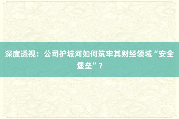 深度透视：公司护城河如何筑牢其财经领域“安全堡垒”？