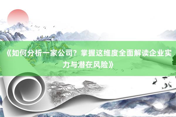 《如何分析一家公司？掌握这维度全面解读企业实力与潜在风险》